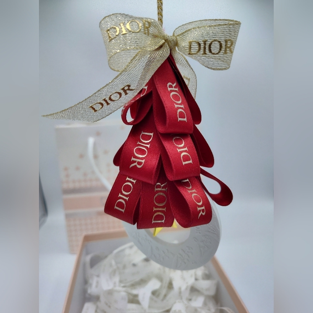 Dior 2022 Holiday Fragrance Stone Red Ornament Ribbon Gift Box Limited Edition - Picture 2 of 6